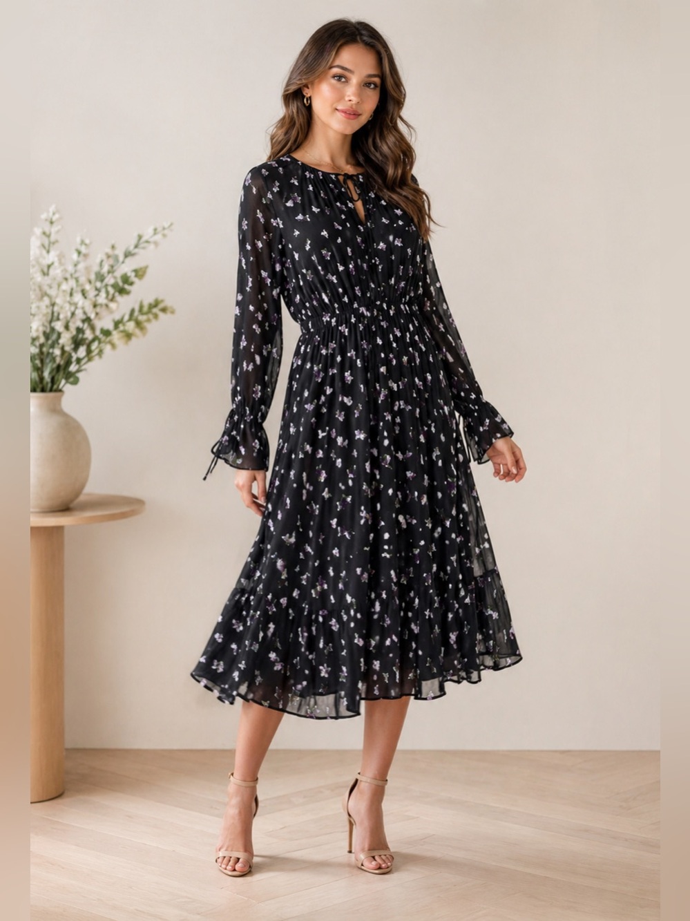 Stockholm Atelier & Other Stories midi butterfly midi ruffle dress sz‎ 10